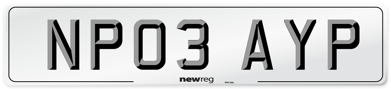 NP03 AYP Number Plate from New Reg